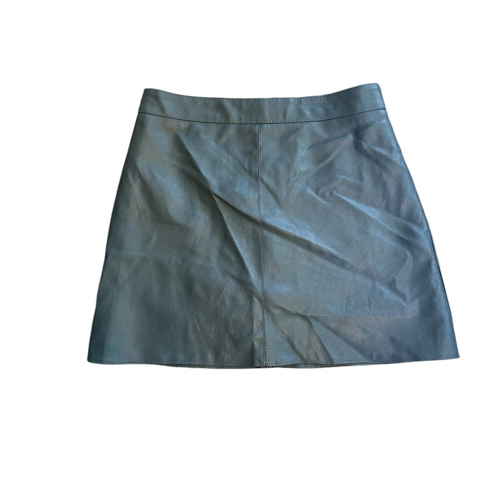 Oak + Fort Faux Leather Mini Skirt/Skort Blue Gray Color